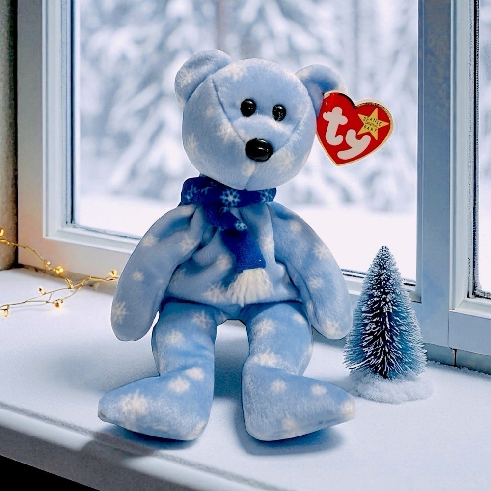 Ty Beanie Baby “1999 Holiday Teddy” – Blue Snowflake Bear with Tags